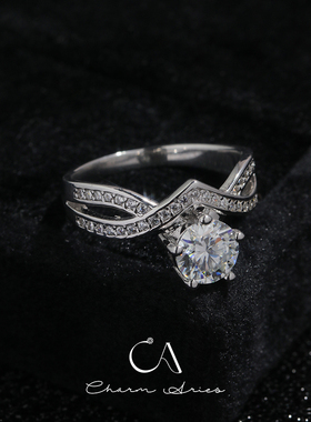 女生S925纯银高奢莫桑钻戒指