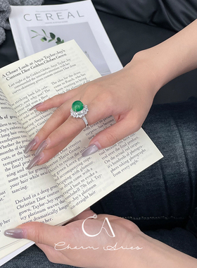 女生S925纯银新中式绿玉髓戒指