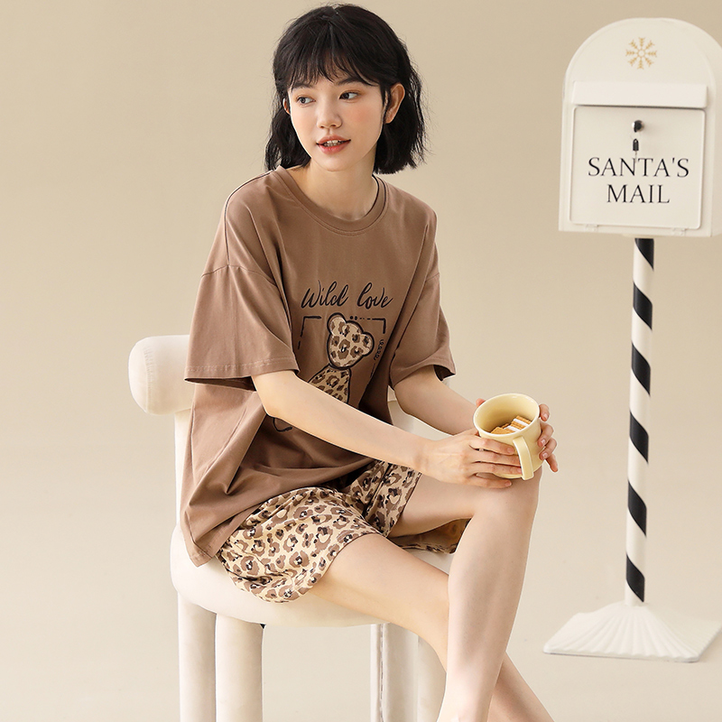2024新款睡衣女士夏季纯棉可爱卡通短袖短裤夏天薄款家居服可外穿