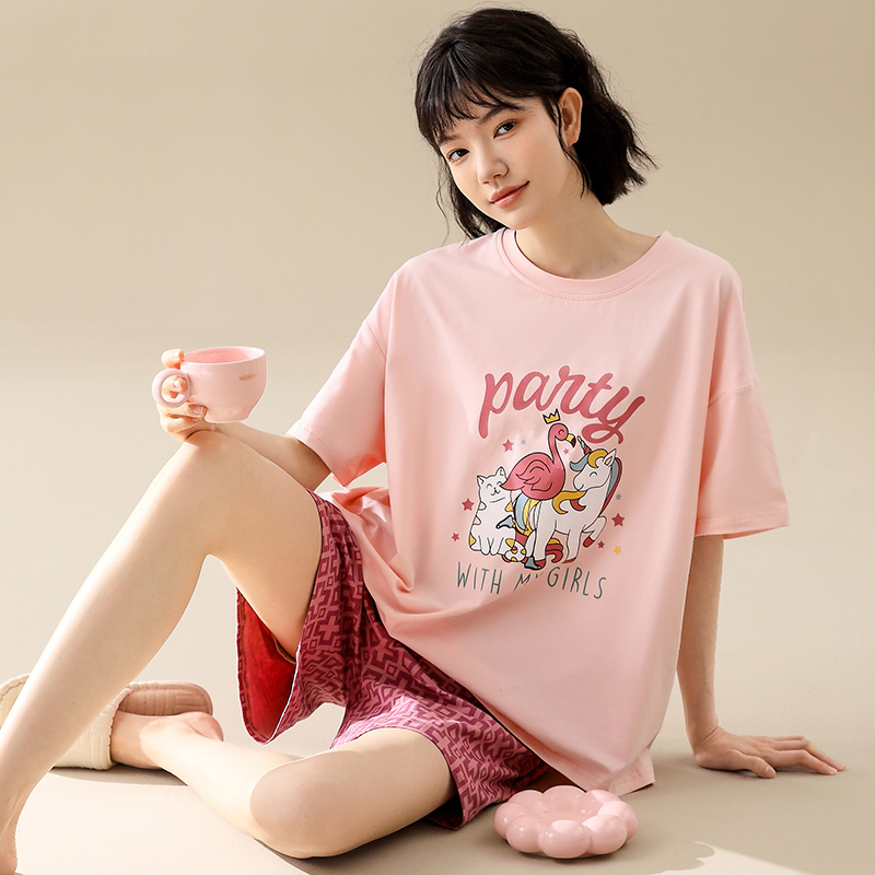 睡衣女夏季纯棉短袖短裤薄款2024新款女士夏天可爱甜美家居服夏款