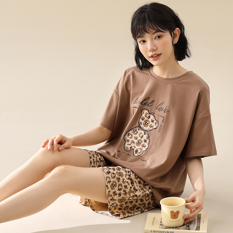 2024新款睡衣女士夏季纯棉可爱卡通短袖短裤夏天薄款家居服可外穿
