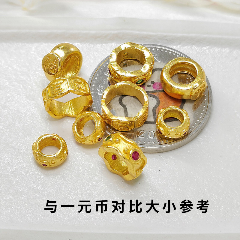 S925银古法镀金大孔隔珠隔圈diy垫珠手链项链饰品配件圆环跑圈,淘宝优惠券,粉丝福利购,淘宝优惠卷