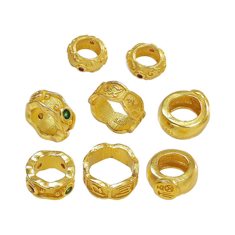 S925银古法镀金大孔隔珠隔圈diy垫珠手链项链饰品配件圆环跑圈,淘宝优惠券,粉丝福利购,淘宝优惠卷