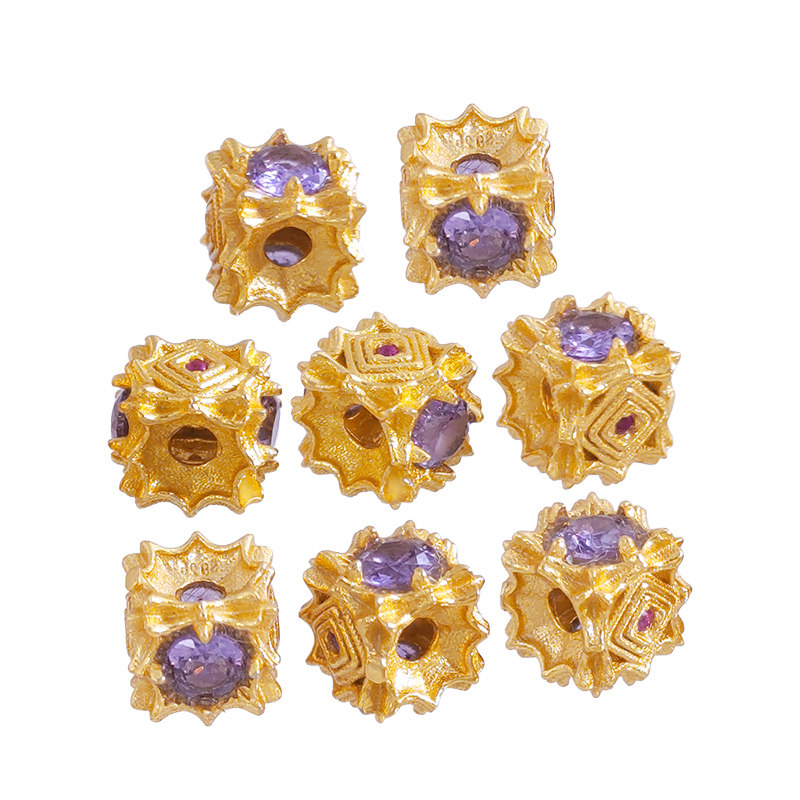 卡简S925银镀金紫钻隔珠DIY手串饰品配件间隔珠串珠编绳配饰,淘宝优惠券,粉丝福利购,淘宝优惠卷