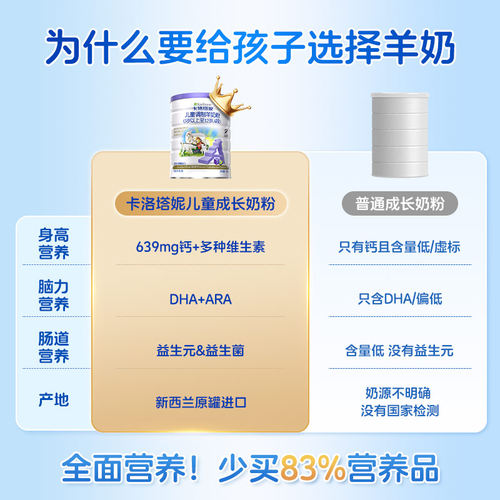新西兰卡洛塔妮儿童学生成长羊奶粉4段900g/罐配方营养原装进口a2 - 图2