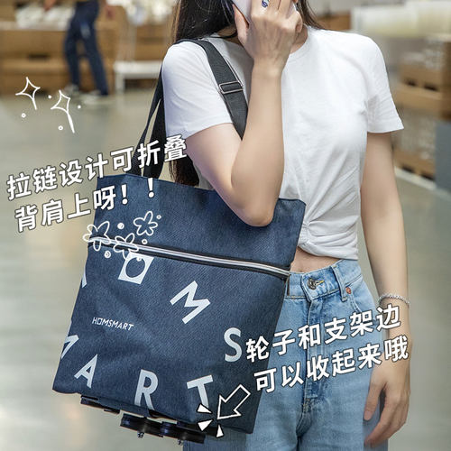 便携买菜车小拉车家用折叠购物车推车轻便带轮子家用取快递手拉车 - 图1