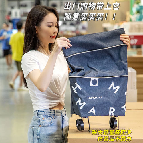 便携买菜车小拉车家用折叠购物车推车轻便带轮子家用取快递手拉车 - 图0
