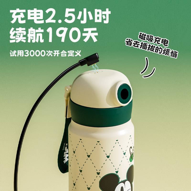 智能指纹解锁密码迪士尼儿童保温杯男孩上学专用吸管水杯2026新款,淘宝优惠券,粉丝福利购,淘宝优惠卷