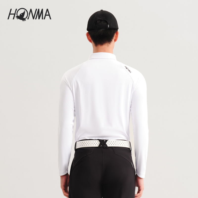 【专业高尔夫】HONMA撞色修身防晒吸湿速干polo男士衫HMKC705R802 - 图0