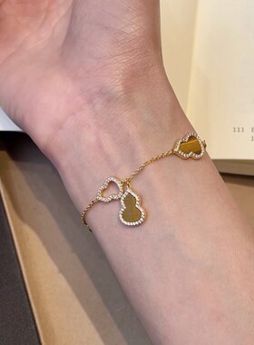 SSJEWELRY轻奢珠宝s925复古美拉德系虎眼石葫芦手链高级感手链女