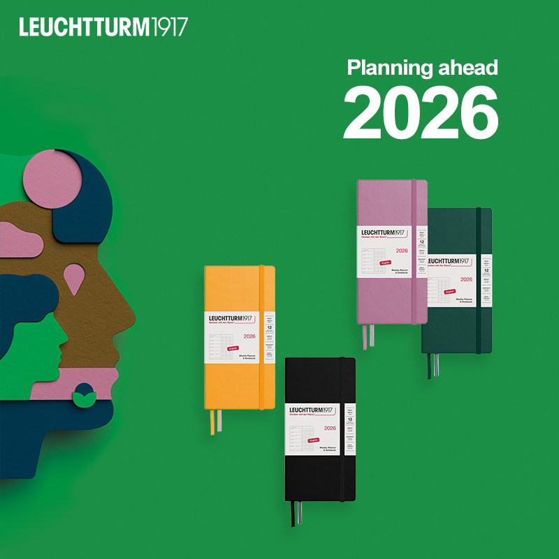 LEUCHTTURM1917德国灯塔1917周计划钱夹型新品2026日期手帐本12个月钱包款硬封皮日程笔记本【可定制印名字】,淘宝优惠券,粉丝福利购,淘宝优惠卷