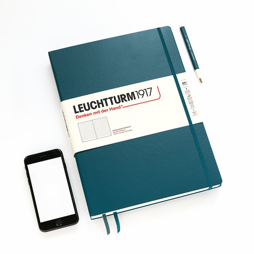 LEUCHTTURM1917德国灯塔轻薄系列A4+大开硬皮笔记本子商务横格日记本点格手账方格记事本 - 图1