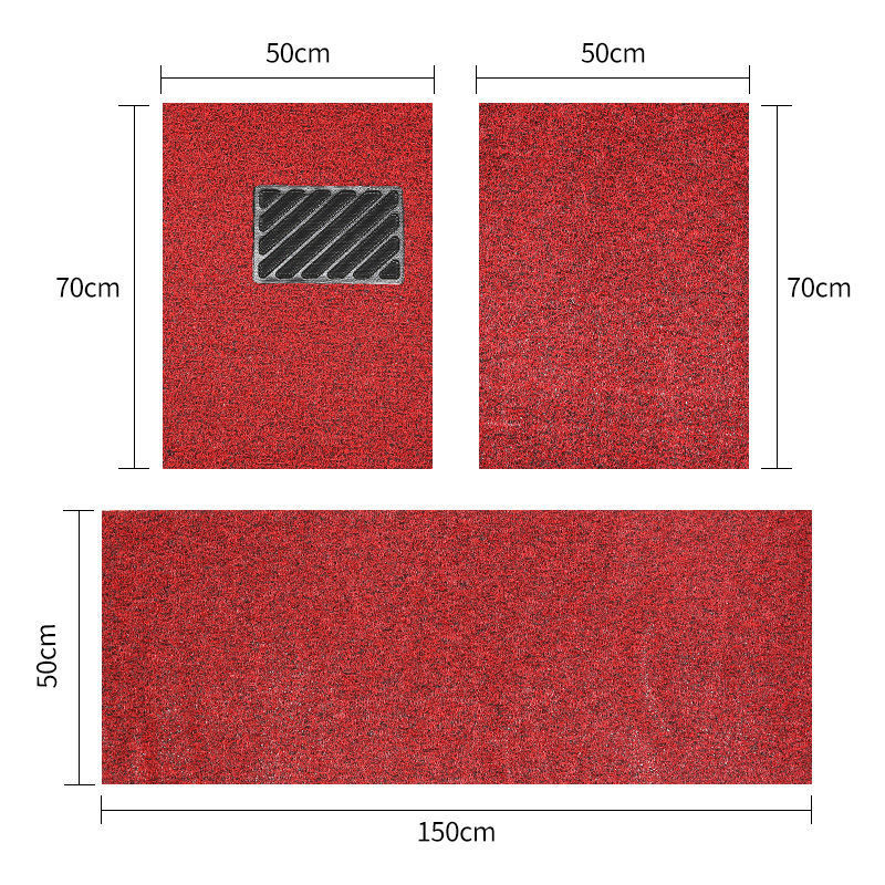 汽车通用丝圈脚垫可自由裁剪主副驾驶车易清洗防水耐磨地毯三件套 - 图3