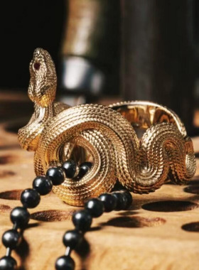 小众设计欧美潮流蛇形镀金戒指摇滚嘻哈饰品