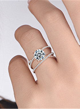 镀18k玫瑰金仿莫桑石三生三世2克拉三圈戒指