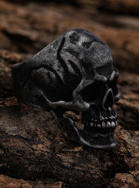 霸气个性时尚机车风复古不锈钢骷髅头戒指