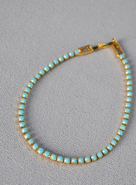 日韩小巧简约精致蓝松色宝石通勤勤叠带百搭轻奢感表扣手链女