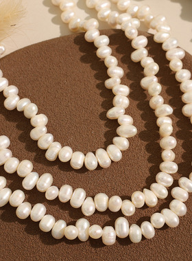 巴洛克风淡水珍珠项链不规则串珠骨链女士首饰品