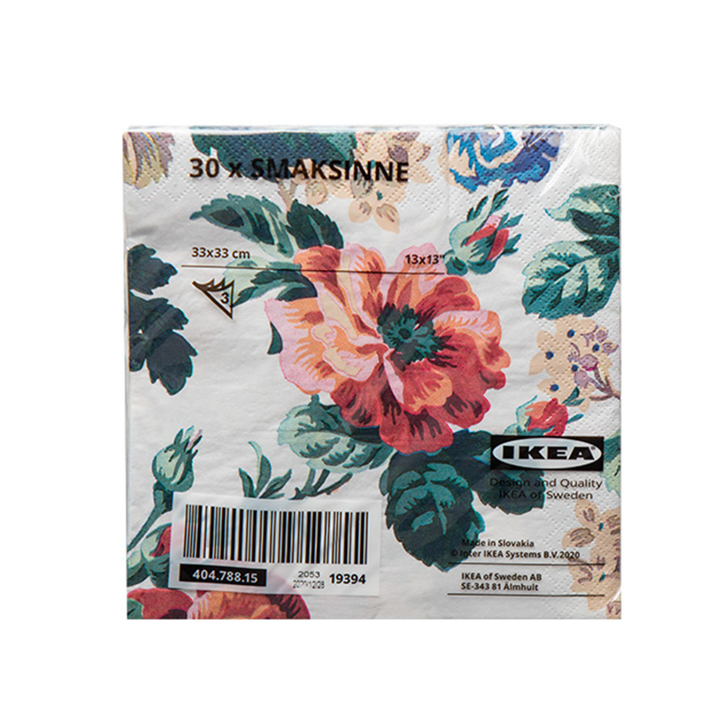 IKEA宜家 餐巾纸 西餐厅方巾彩色印花图案装饰大号纸巾3层加厚,淘宝优惠券,粉丝福利购,淘宝优惠卷
