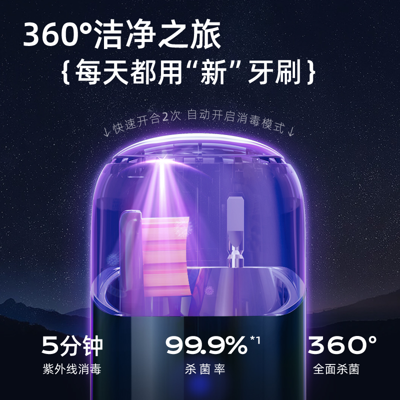 罗曼旅行家便携式电动牙刷带消毒仓紫外线收纳盒成人自动礼盒装TS