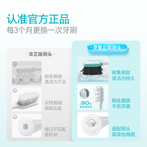 罗曼电动牙刷头官方正品SN软毛替换头t10xb/t3/Y1/D30多型号通用 - 图3