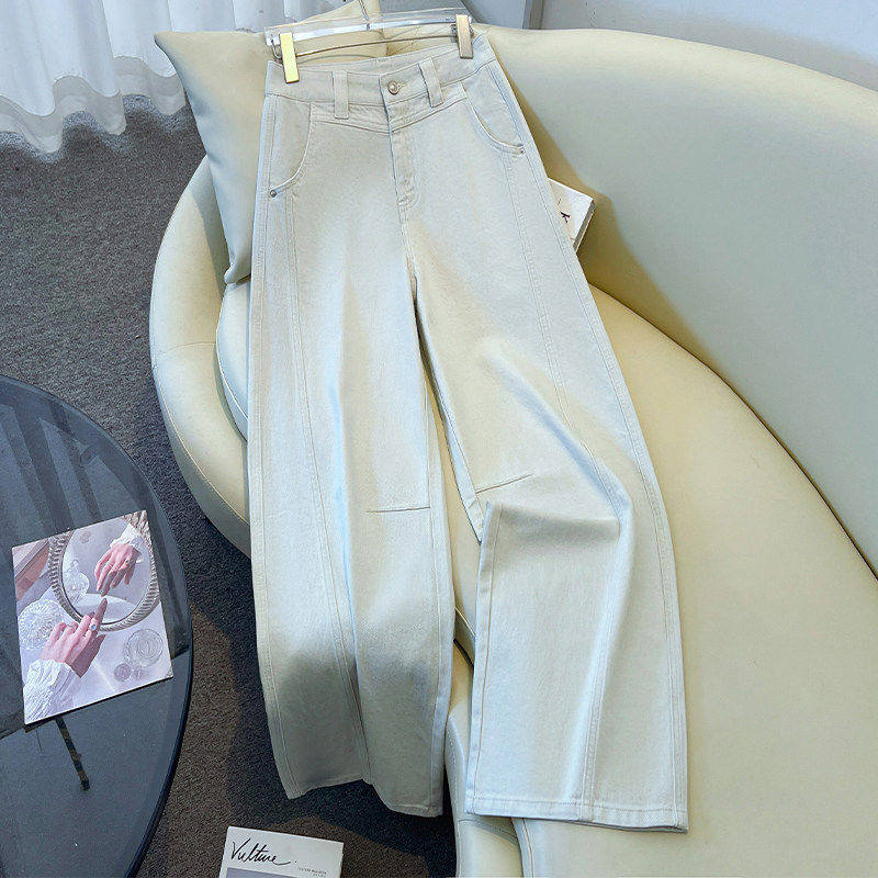 拉夏贝尔高级感阔腿牛仔裤女2026新款春季弯刀裤超好看版型拖地裤,淘宝优惠券,粉丝福利购,淘宝优惠卷