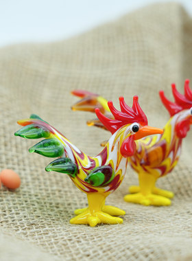 琉璃装饰桌面玄关非遗大公鸡摆件