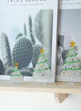 纯手工淄博琉璃拉丝圣诞树小摆件