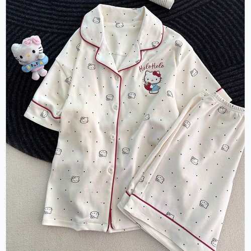 猫咪睡衣女款夏季纯棉短袖2026新款夏天全棉绸高级感家居服可外穿 - 图3