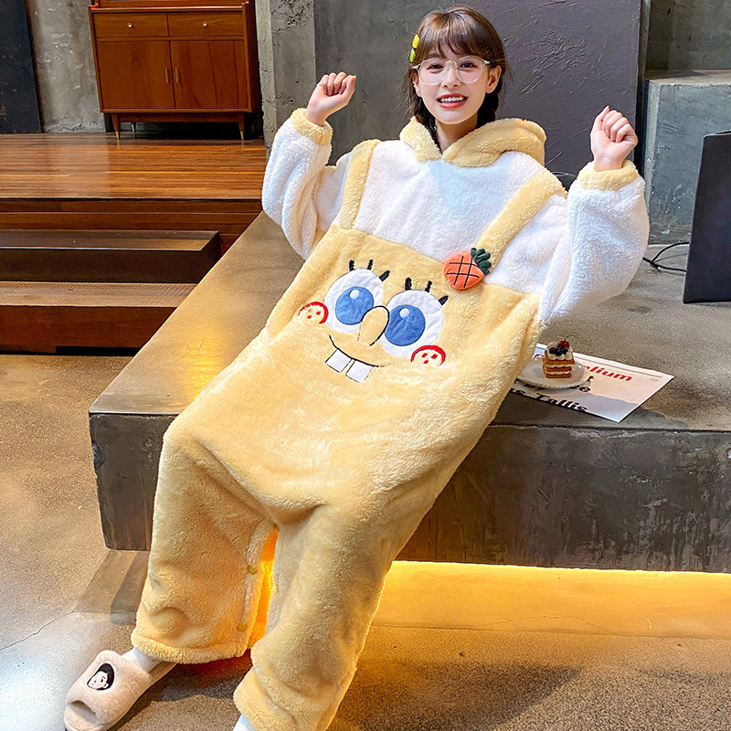 珊瑚绒连体秋冬季款加绒睡衣 缪黛睡衣/家居服套装