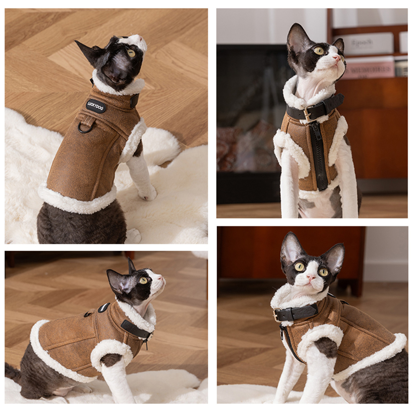 小猫咪衣服冬季保暖背心麂皮马甲带牵引宠物毛衣德文猫冬款羽绒服,淘宝优惠券,粉丝福利购,淘宝优惠卷