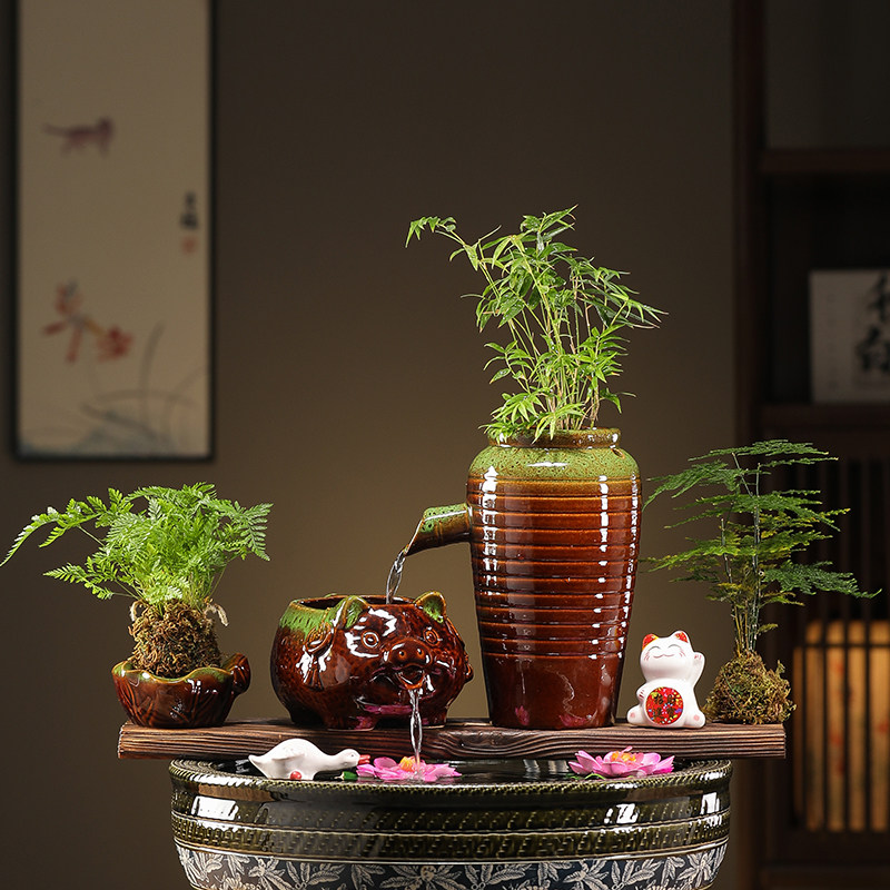 陶罐鱼缸过滤器鱼池生态流水瀑布摆件古法生态生财循环水养鱼造景,淘宝优惠券,粉丝福利购,淘宝优惠卷