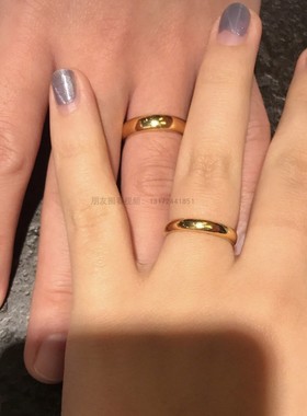情侣对戒订做刻字金戒指18k真金