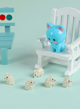 立体树脂猫老鼠动物车载桌面摆件