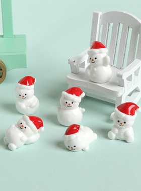 圣诞小红帽雪人树脂装饰桌面摆件