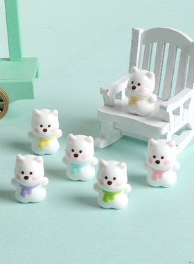 立体围巾小白狗场景装饰桌面摆件