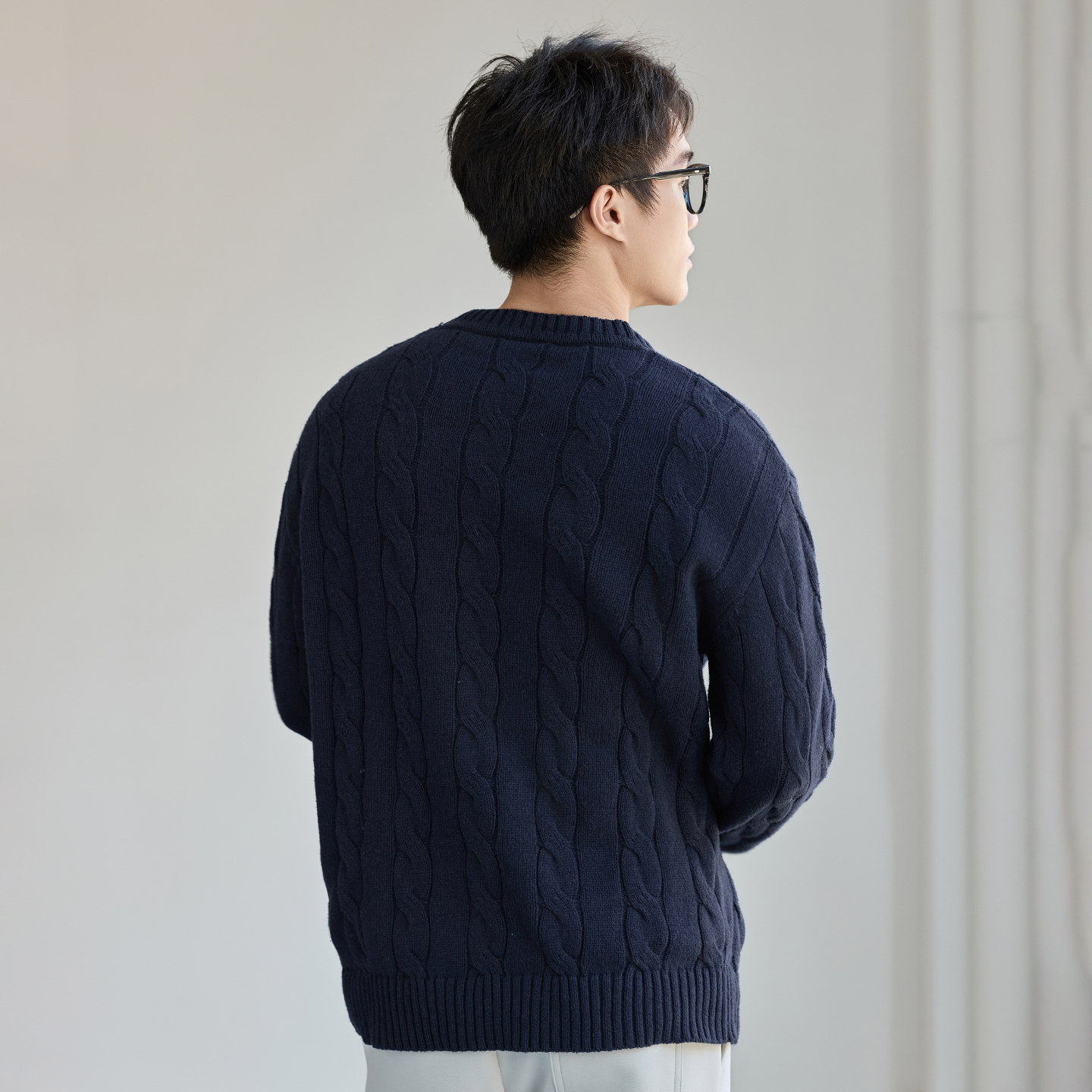 重磅粗线麻花毛衣男士2025冬季新款宽松大码绵羊毛保暖休闲针织衫 - 图2