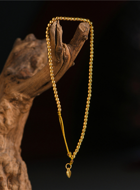 足金古法黄金转运珠金豆手链