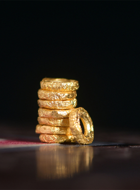 藏珠饰家 足金手工錾刻古法黄金 锤纹盘缠金隔片吊坠项链手链配饰
