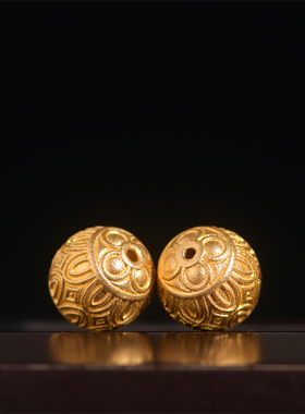 手工錾刻古法黄金老金绣球隔珠