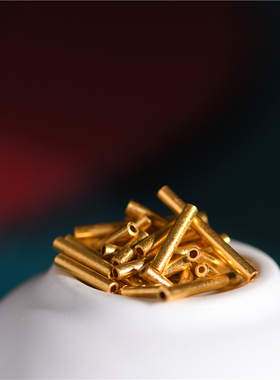 足金手工錾刻古法黄金手工金金管