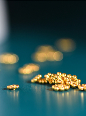 足金錾刻古法黄金梅花隔珠隔片