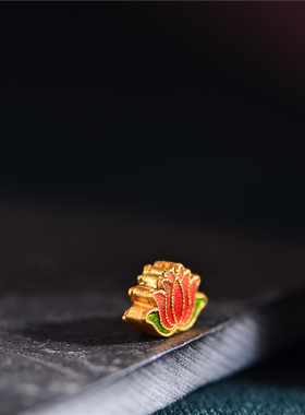 足金珐琅烧蓝双面莲花宫廷造办