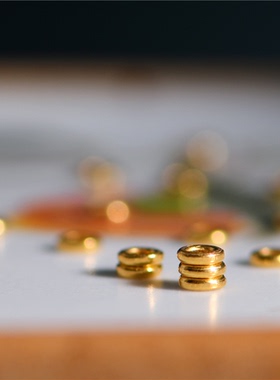 足金錾刻古法黄金小隔珠隔片