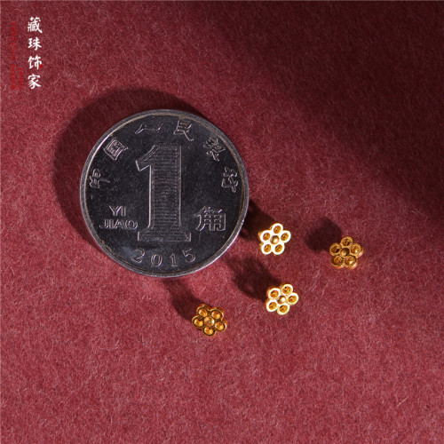 藏珠饰家 足金錾刻古法黄金 梅花小配饰 手链吊坠高端配饰diy - 图2