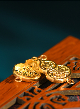 藏珠饰家足金手工錾刻古法黄金镂空雕花福禄嘎乌盒项链手链葫芦配