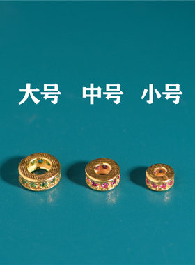 手工錾刻古法黄金镶嵌宝石圆形