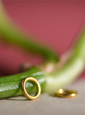 足金錾刻古法黄金金圈单圈