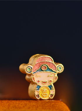 足金珐琅烧蓝招财双面吉祥财神