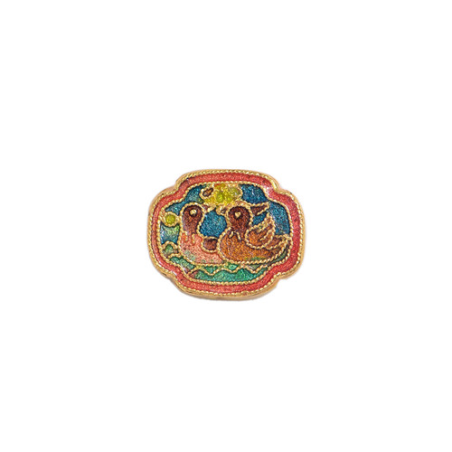 藏珠饰家 足金珐琅烧蓝鸳鸯双喜宫廷造办古法黄金手链吊坠配饰 - 图3